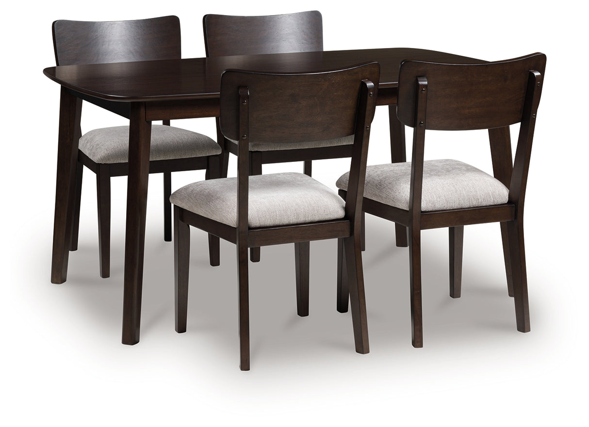 Furniture City - MS - Ashley Furniture - Mallenette Dining Table and 4 Chairs (Set of 5) - Dining Room Table Set (5/CN) / Merlot - PCD607-225