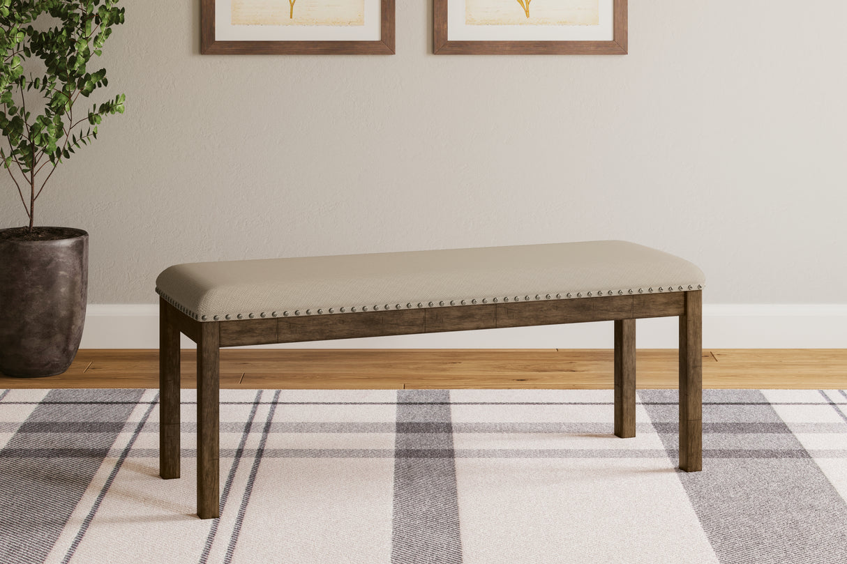 Furniture City - MS - Ashley Furniture - Moriville Dining Room - Upholstered Bench / Beige - D631-00