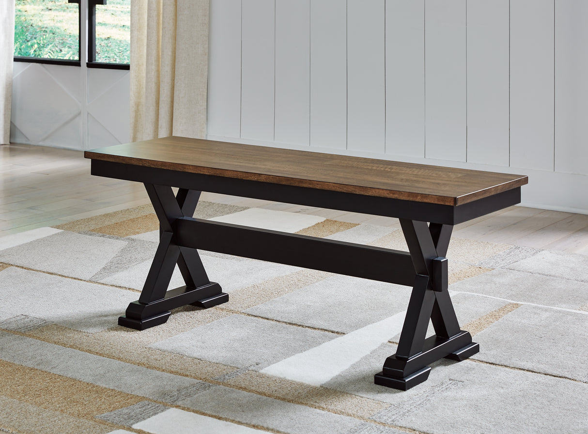 Furniture City - MS - Ashley Furniture - Wildenauer Dining Room - Large Dining Room Bench / Brown/Black - D634-00