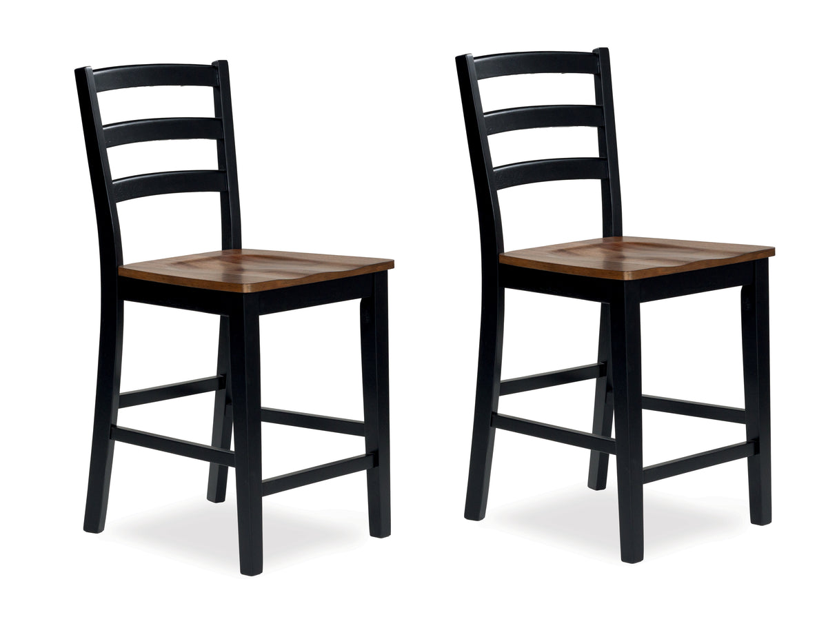 Furniture City - MS - Ashley Furniture - Wildenauer Dining Room - Counter Height Barstool (Set of 2) / Brown/Black - D634-124X2