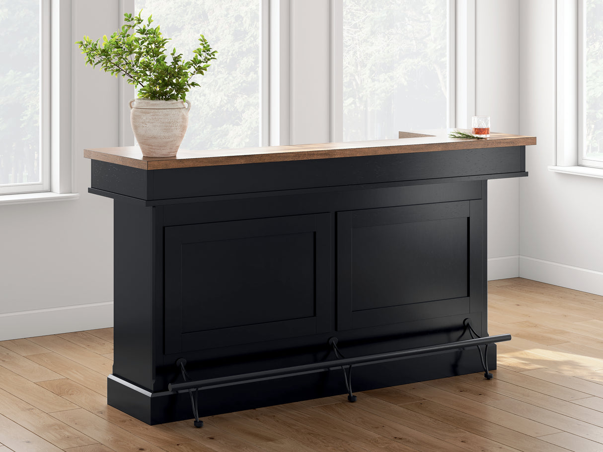 Furniture City - MS - Ashley Furniture - Wildenauer 78" Bar - Bar / Brown/Black - D634-65