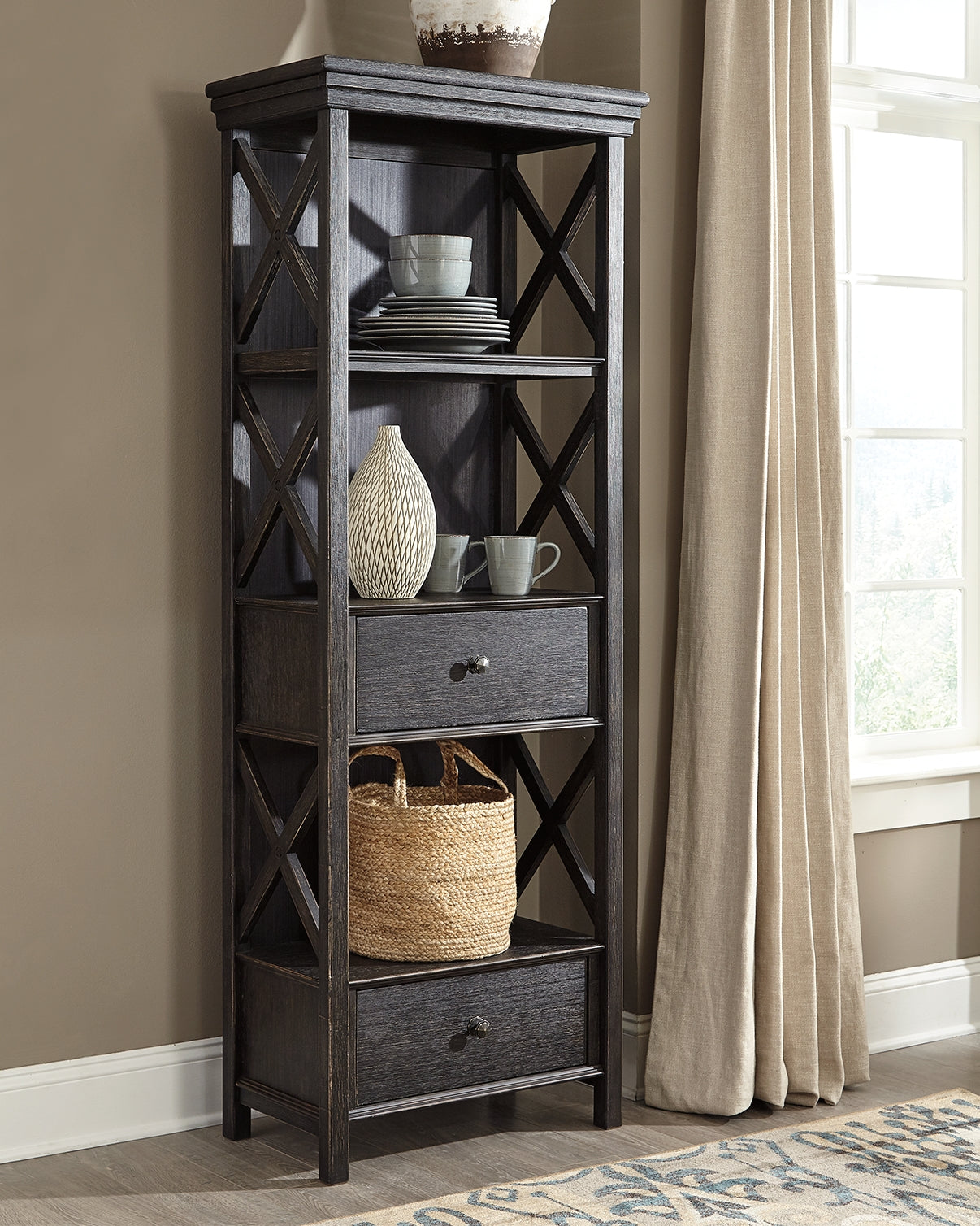 Furniture City - MS - Ashley Furniture - Tyler Creek Dining Room - Display Cabinet / Black/Gray - D736-76