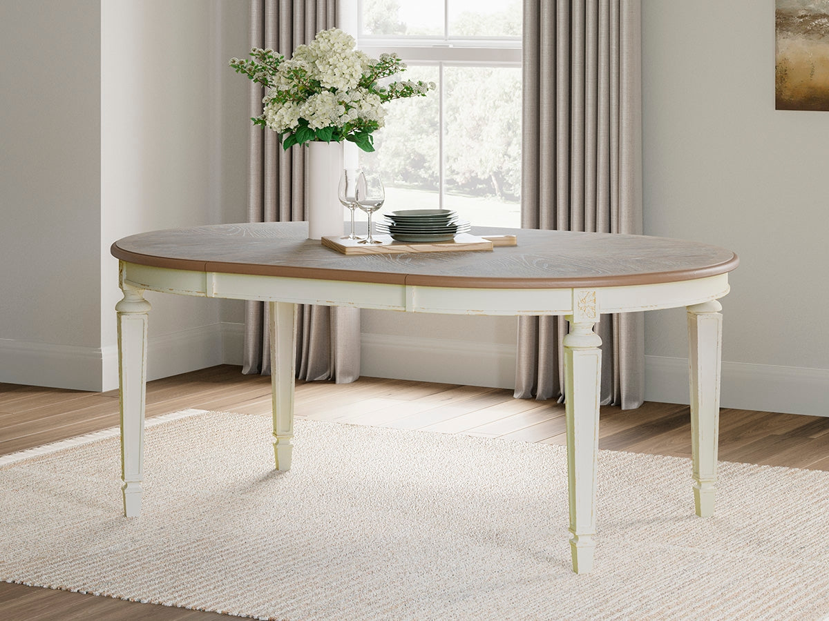 Furniture City - MS - Ashley Furniture - Realyn Dining Room - Oval Dining Room EXT Table / Chipped White - D743-35