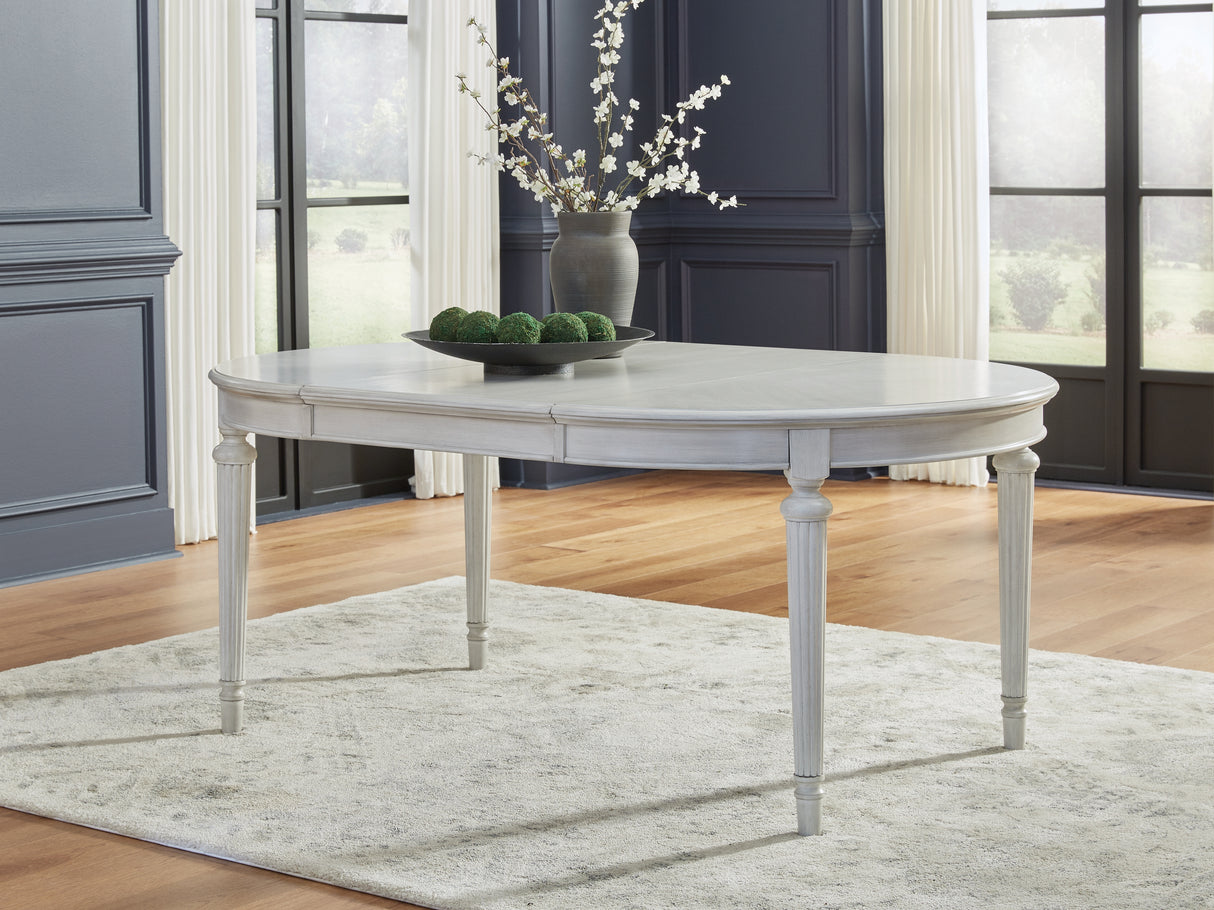 Furniture City - MS - Ashley Furniture - Montelaine Dining Room - Oval Dining Room EXT Table / Antique White - D795-35