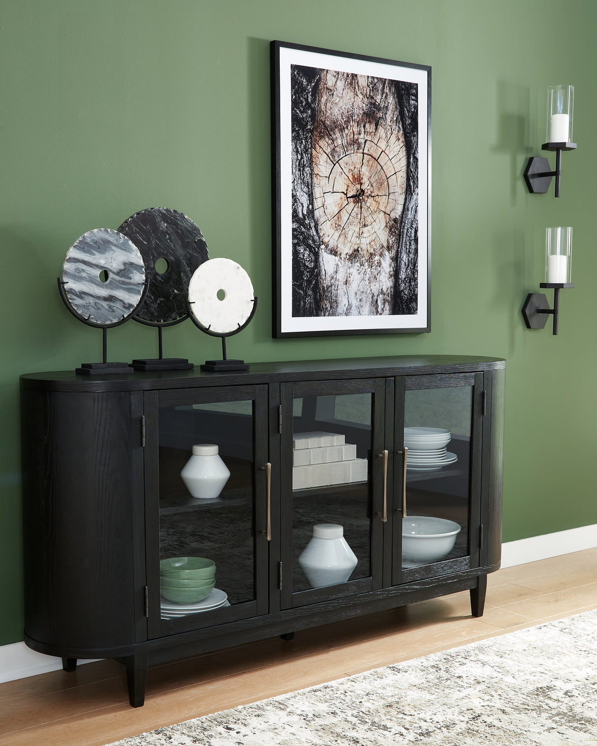 Furniture City - MS - Ashley Furniture - Rowanbeck Dining Room - Dining Room Server / Black - D821-60
