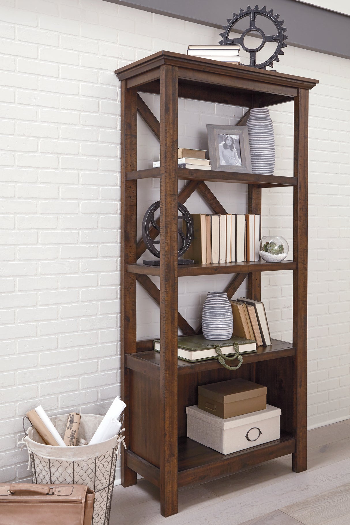 Furniture City - MS - Ashley Furniture - Baldridge Bookcase - Large Bookcase / Rustic Brown - H675-17