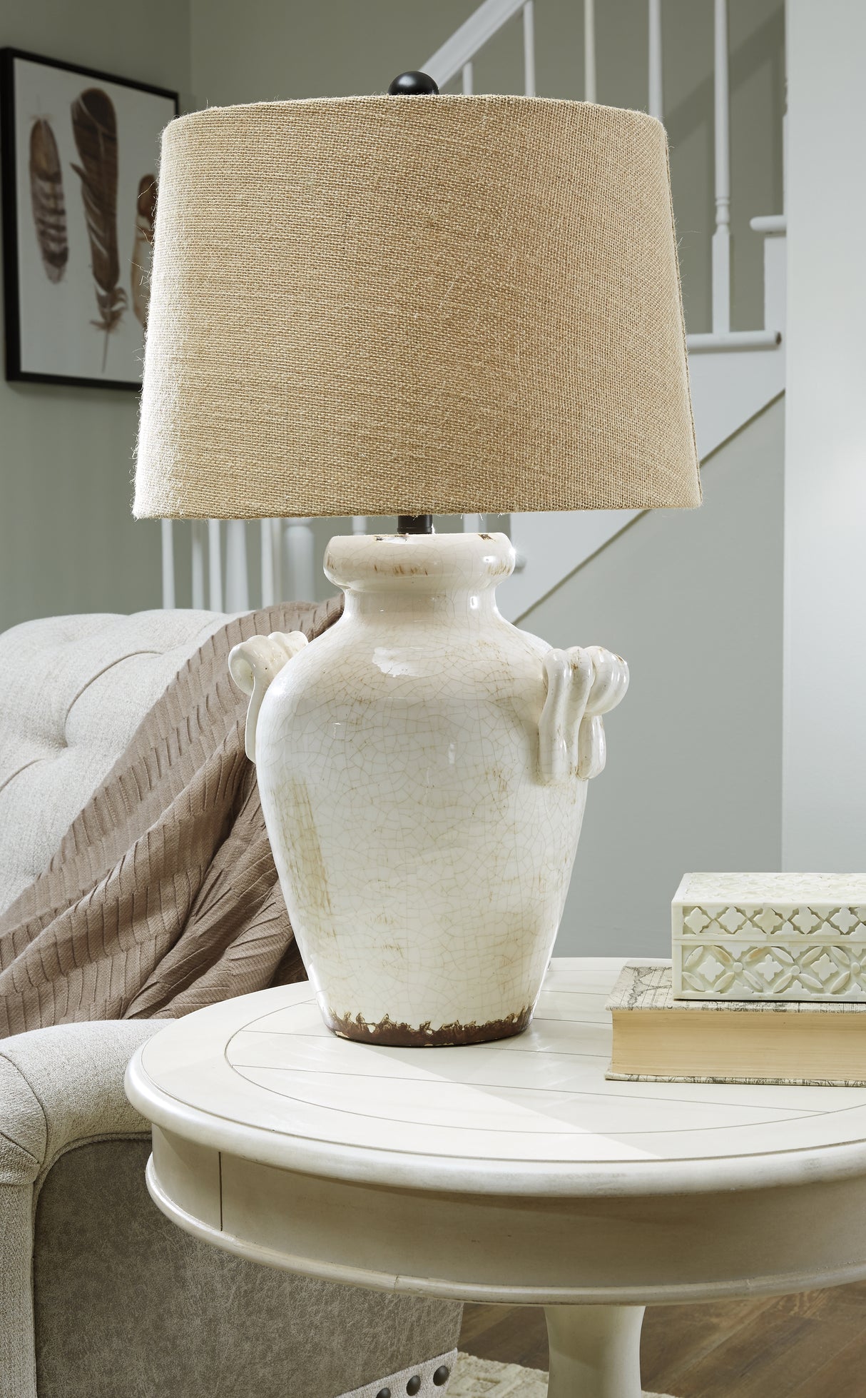 Furniture City - MS - Ashley Furniture - Emelda Lighting - Table Lamp (Set of 2) / Cream - L100664X2