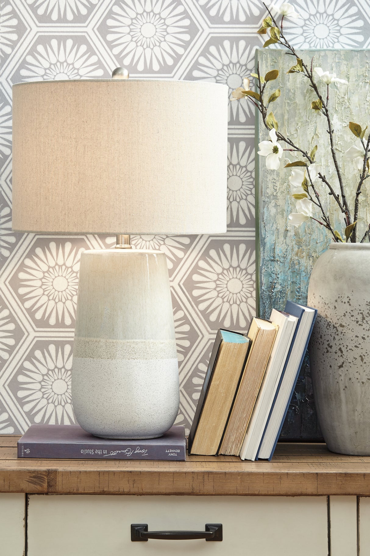 Furniture City - MS - Ashley Furniture - Shavon Lighting - Table Lamp (Set of 2) / Beige/White - L100724X2