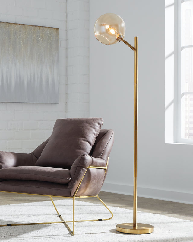 Furniture City - MS - Ashley Furniture - Abanson Lighting - Metal Floor Lamp (1/CN) / Black - L734381
