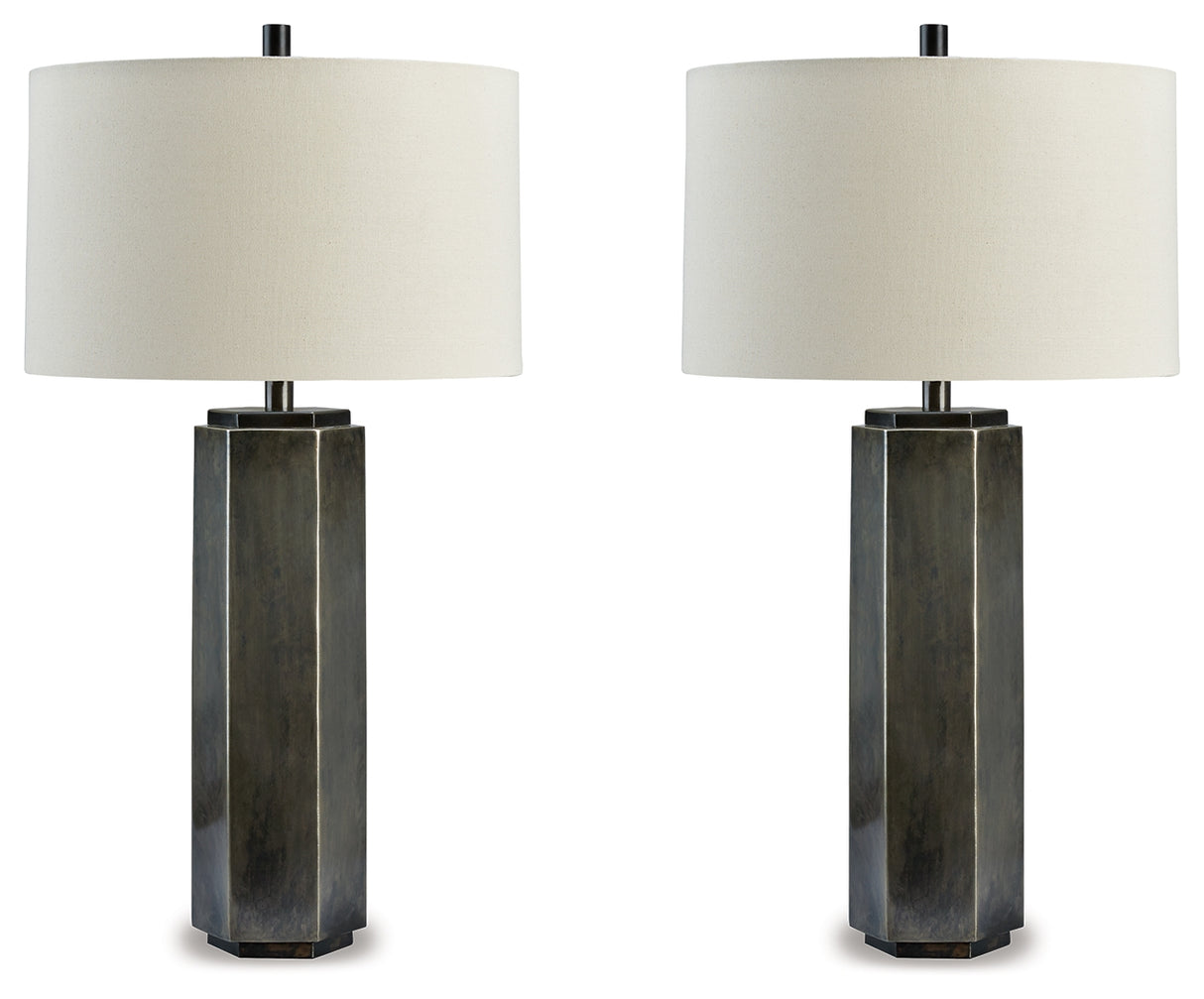 Furniture City - MS - Ashley Furniture - Dirkton Lighting - Table Lamp (Set of 2) / Antique Pewter - L208324X2