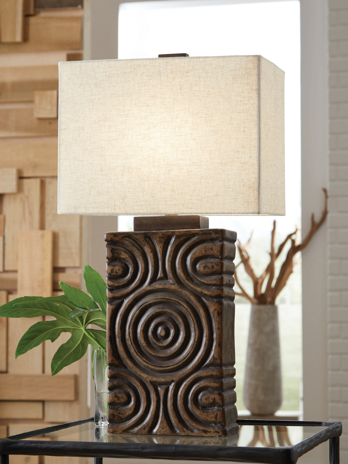Furniture City - MS - Ashley Furniture - Heathbury Lighting - Paper Table Lamp (1/CN) / Antique Brown - L235964