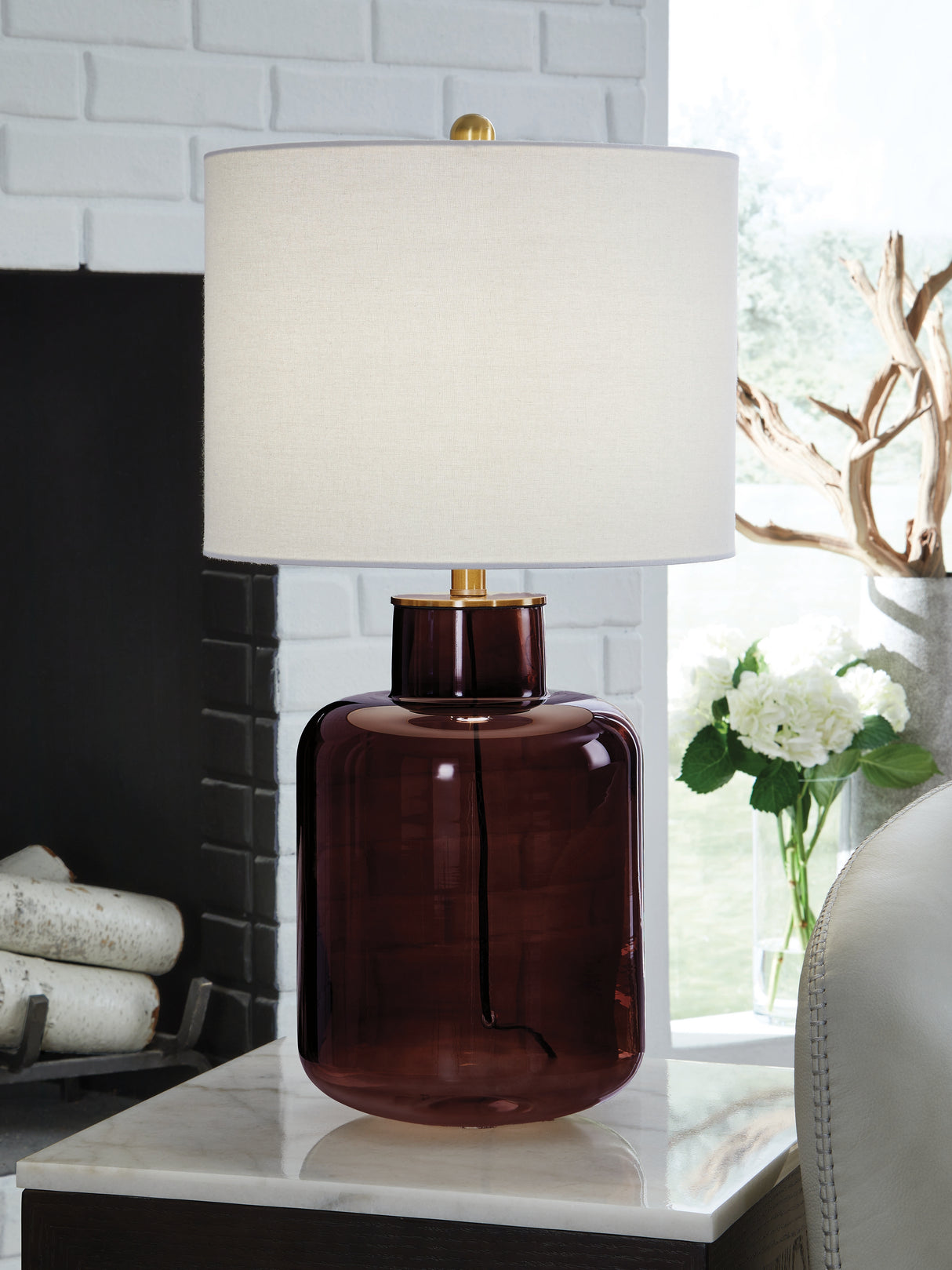 Furniture City - MS - Ashley Furniture - Mette Lighting - Glass Table Lamp (1/CN) / Brown/Gold Finish - L430924