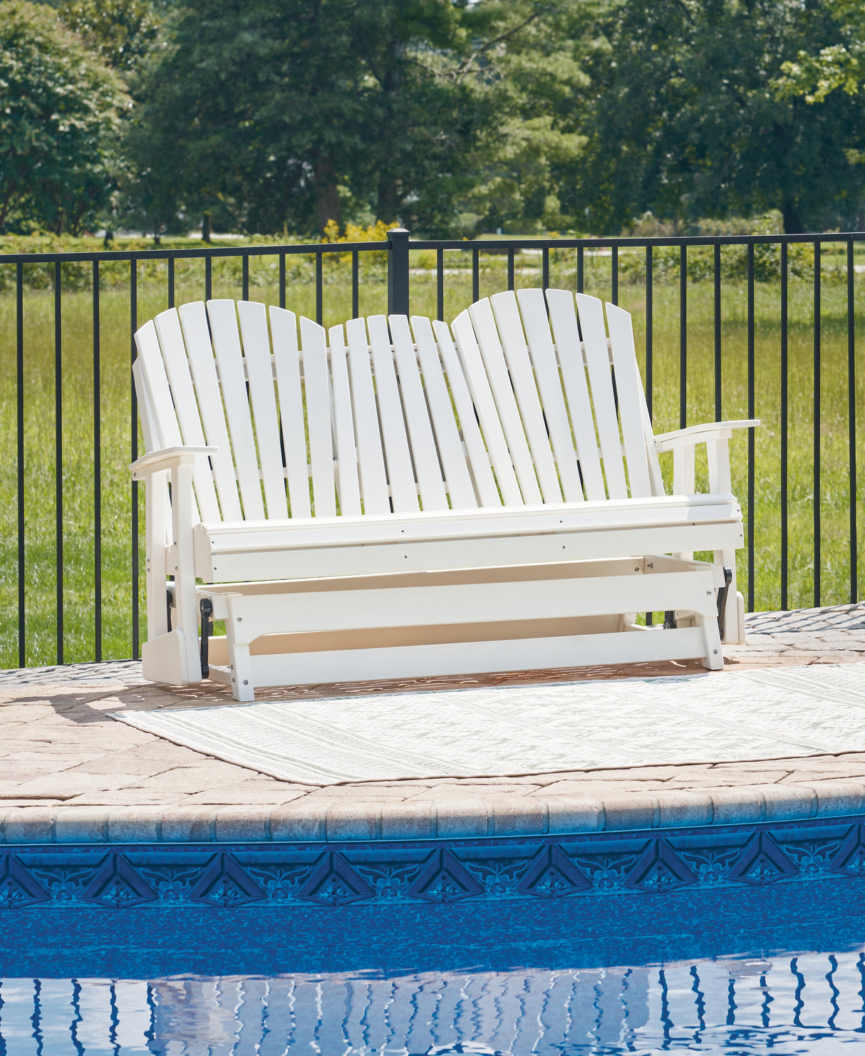 Furniture City - MS - Ashley Furniture - Hyland wave Outdoor - Glider Loveseat / White - P111-835
