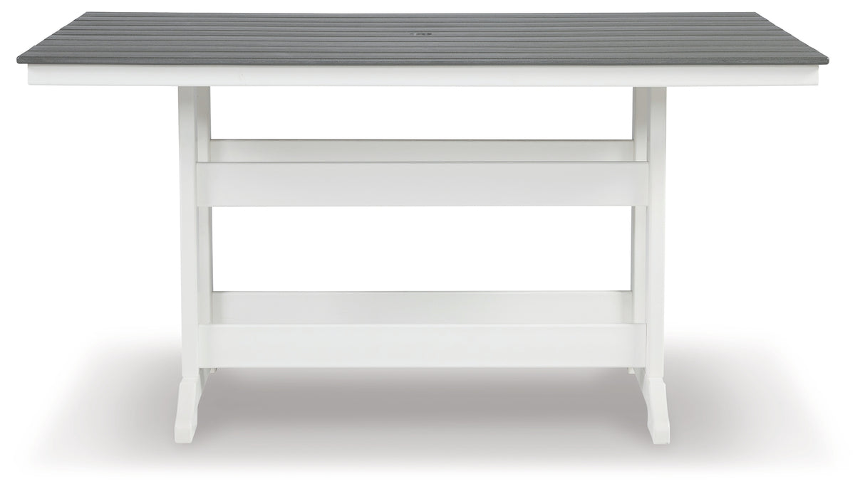 Furniture City - MS - Ashley Furniture - Transville Outdoor - RECT COUNTER TABLE W/UMB OPT / Gray/White - P210-642