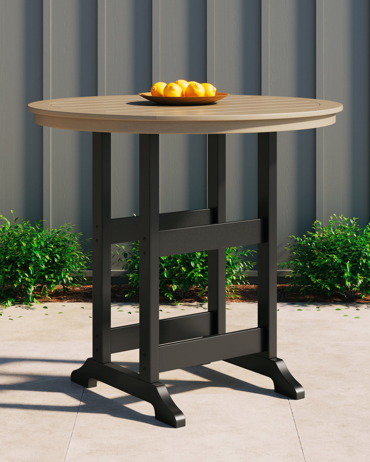 Furniture City - MS - Ashley Furniture - Fairen Trail Outdoor - Square Counter TBL w/UMB OPT / Black/Driftwood - P211-632