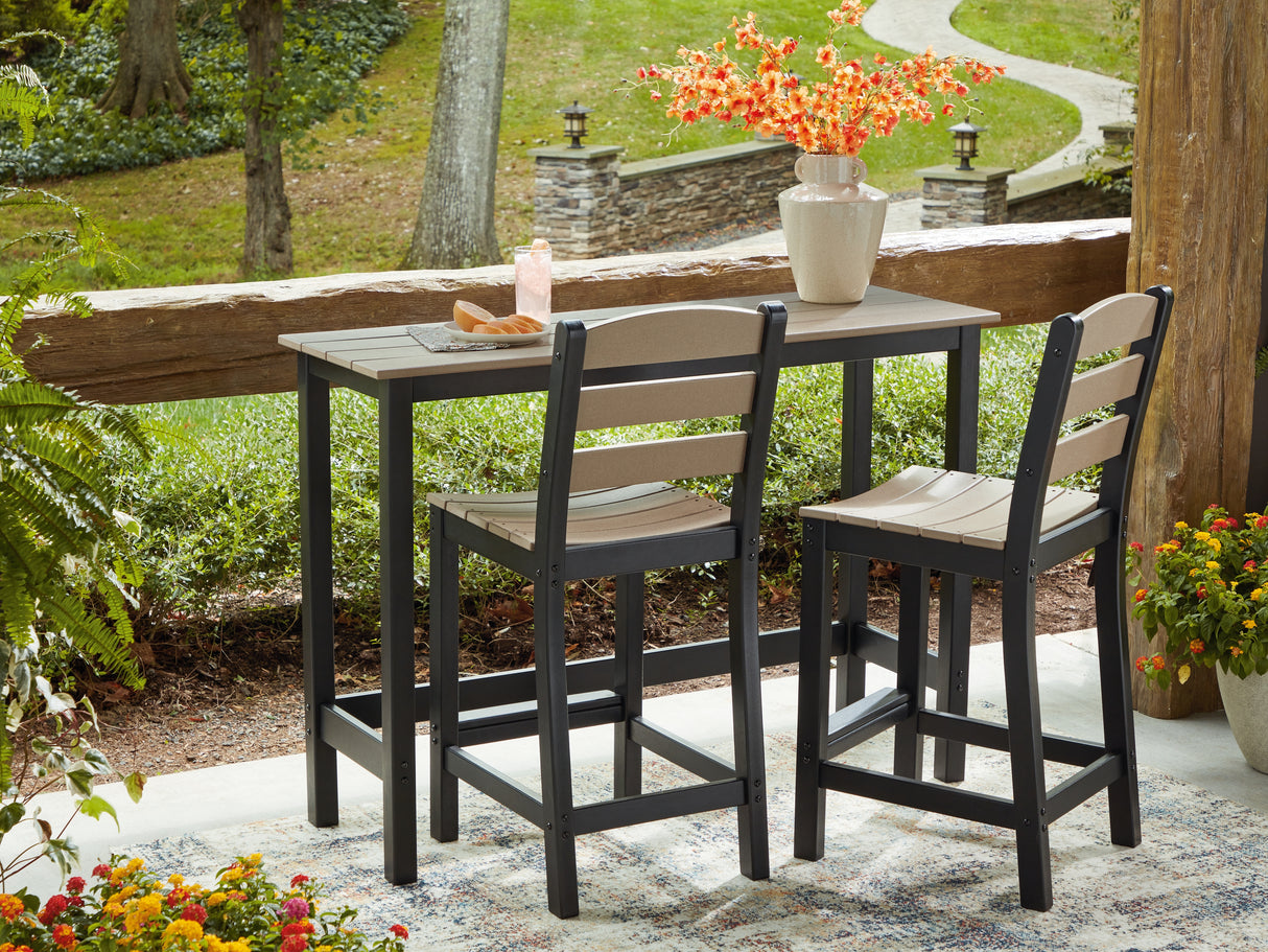 Furniture City - MS - Ashley Furniture - Shoreline Beach Outdoor - Counter Table Set (3/CN) / Black/Beige - PCP221-113