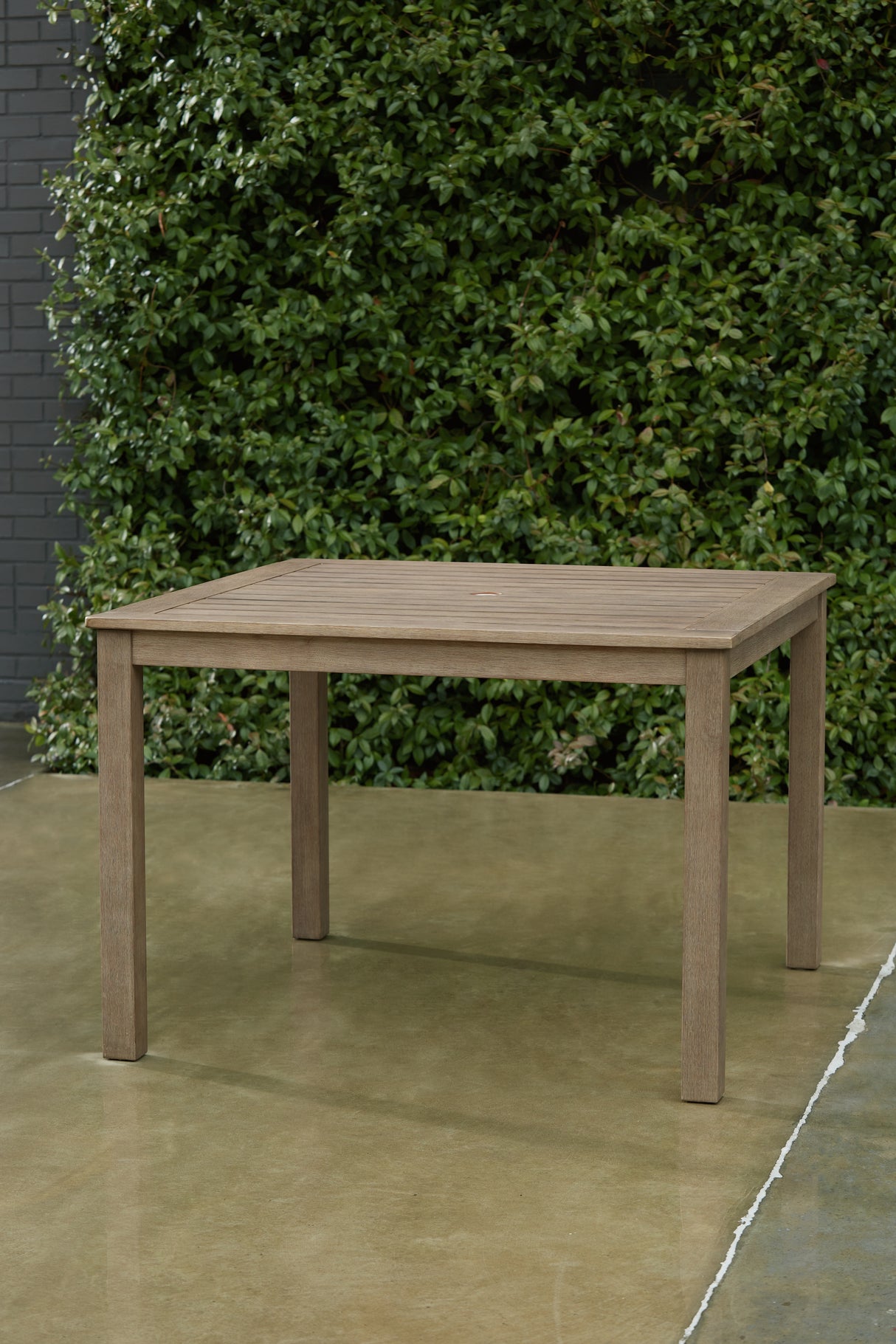 Furniture City - MS - Ashley Furniture - Aria Plains Outdoor - Square Dining Table w/UMB OPT / Brown - P359-615