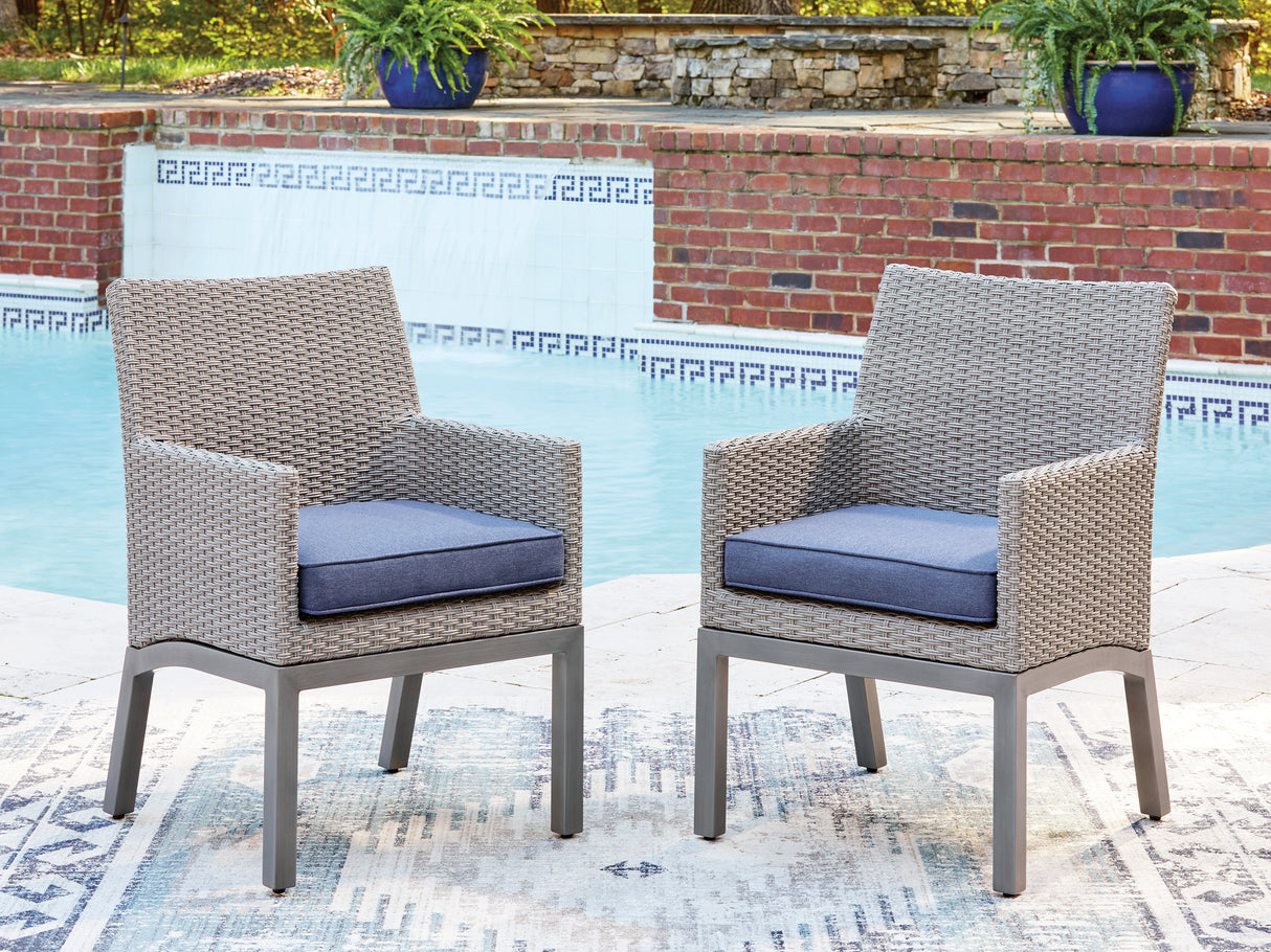 Furniture City - MS - Ashley Furniture - Half Moon Beach Outdoor - Arm Chair With Cushion (Set of 2) / Blue/Gray - PCP418-601A