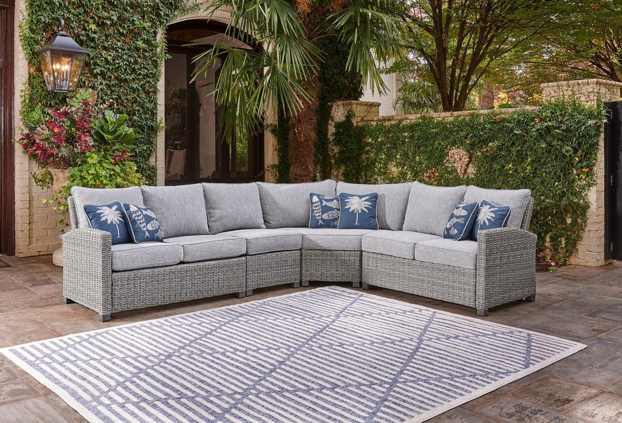 Furniture City - MS - Ashley Furniture - Naples Beach Outdoor - 4-Piece Outdoor Sectional / Light Gray - P439P2