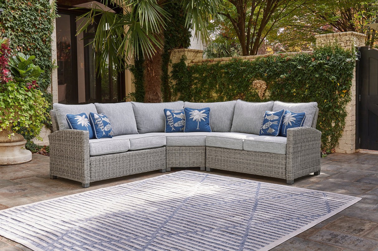 Furniture City - MS - Ashley Furniture - Naples Beach Outdoor - 3-Piece Outdoor Sectional / Light Gray - P439P1