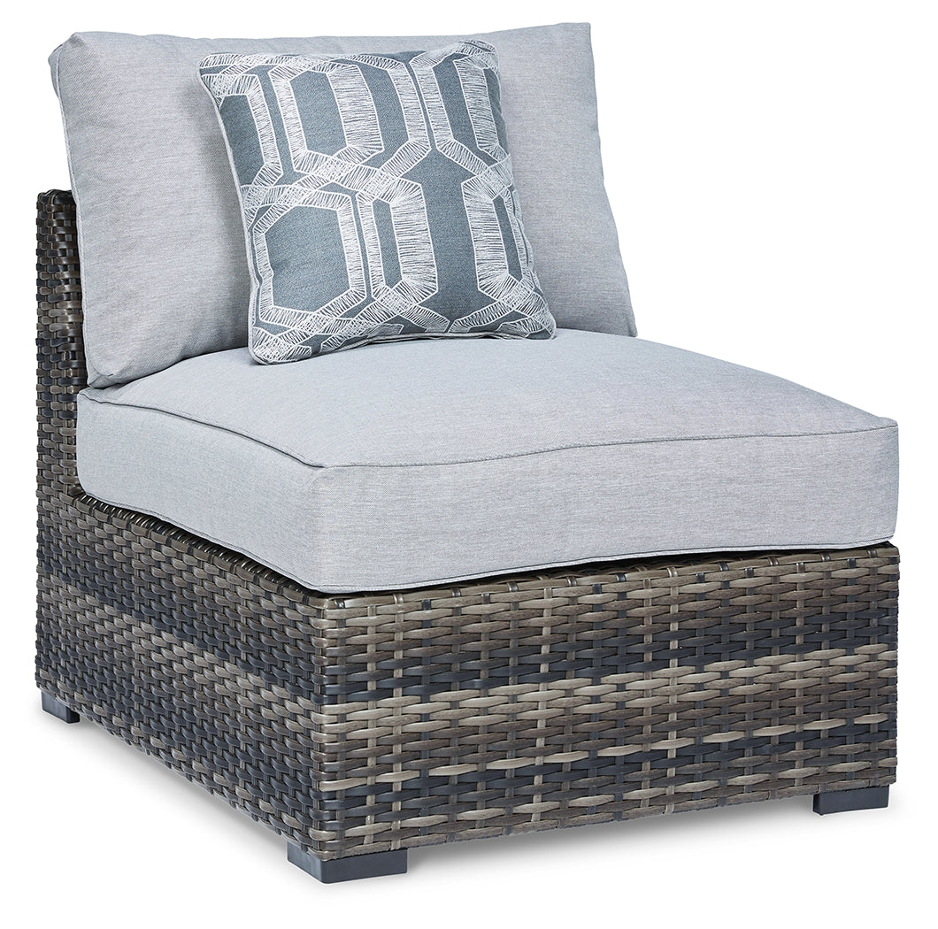 Furniture City - MS - Ashley Furniture - Harbor Court Outdoor - Armless Chair w/Cushion (Set of 2) / Gray - P459-846