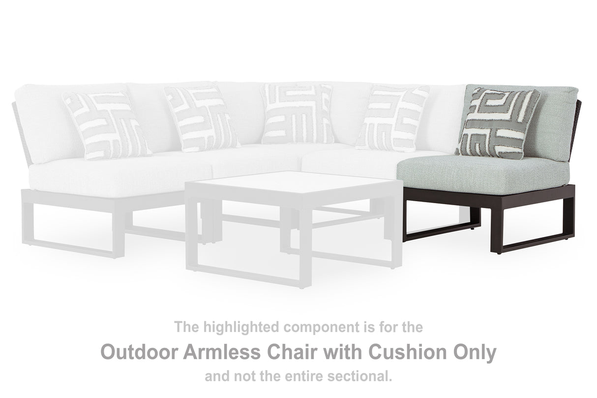 Furniture City - MS - Ashley Furniture - Beachloft Outdoor - Armless Chair w/Cushion / Black/Gray - P490-846