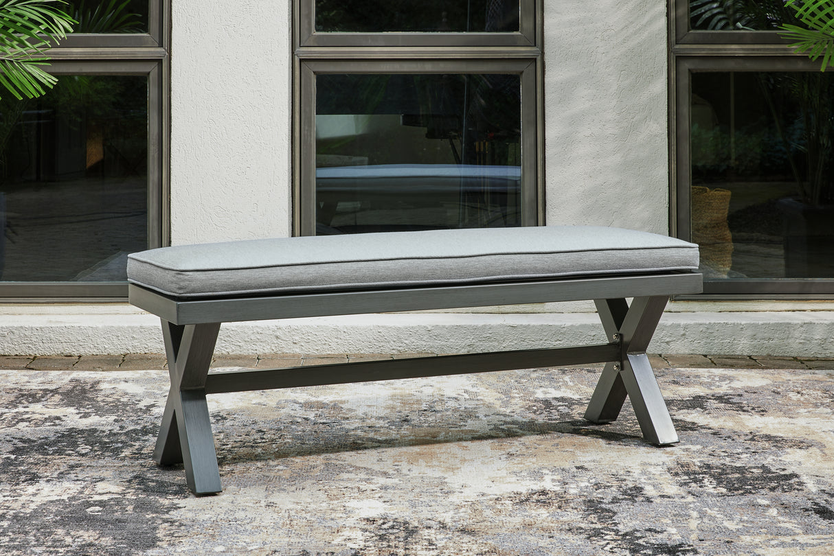 Furniture City - MS - Ashley Furniture - Elite Park Outdoor - Bench with Cushion / Gray - P518-600