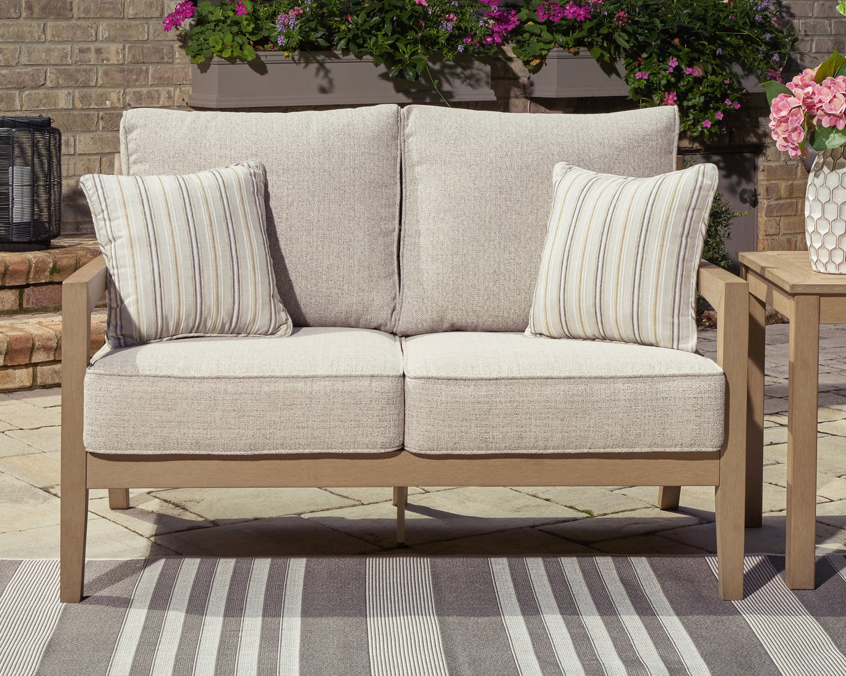 Furniture City - MS - Ashley Furniture - Hallow Creek Outdoor - Loveseat w/Cushion / Driftwood - P560-835