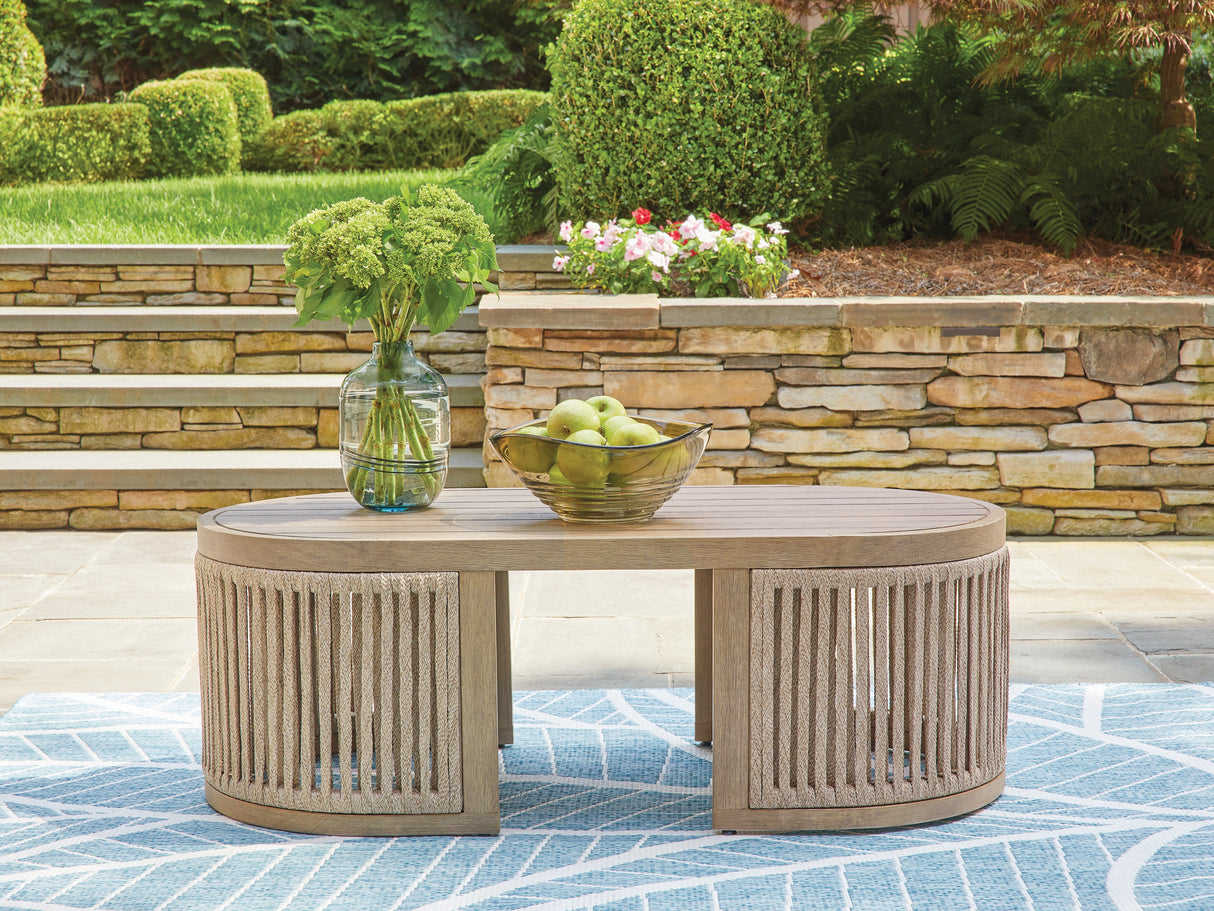 Furniture City - MS - Ashley Furniture - Serena Shores Outdoor - Rectangular Cocktail Table / Beige - PCP604-701