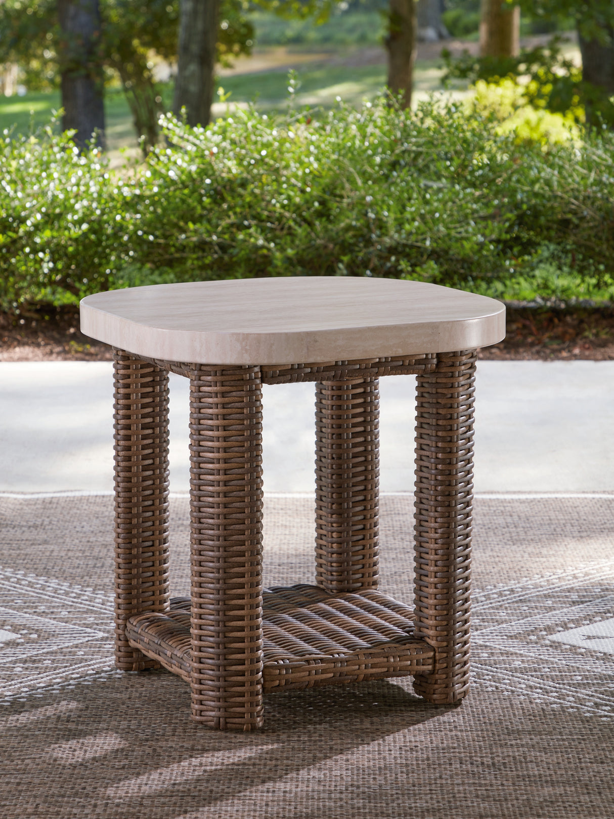 Furniture City - MS - Ashley Furniture - Dolan Creek Outdoor - Square End Table / Beige/Brown - PCP610-702
