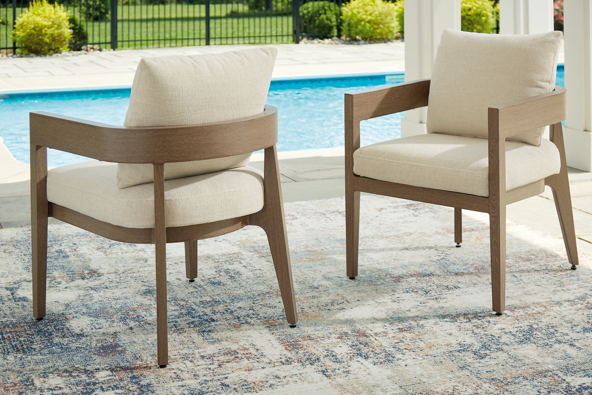 Furniture City - MS - Ashley Furniture - Serene Bay Outdoor - Arm Chair With Cushion (Set of 2) / Dark Brown/White - P671-601A