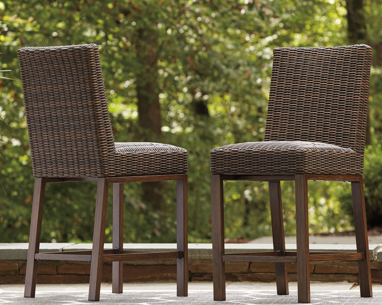 Furniture City - MS - Ashley Furniture - Paradise Trail Outdoor - Barstool (Set of 2) / Medium Brown - P750-130