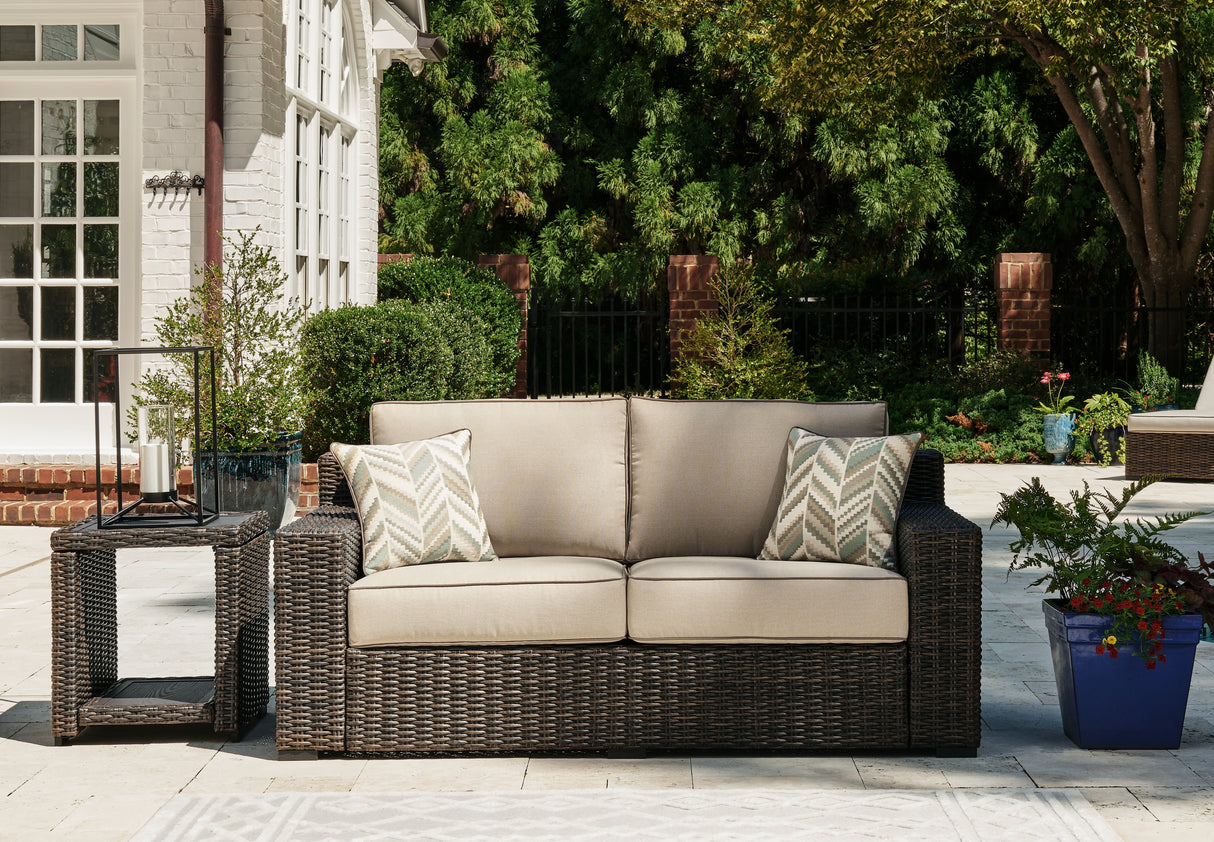 Furniture City - MS - Ashley Furniture - Coastline Bay Outdoor - Loveseat w/Cushion / Brown - P784-835