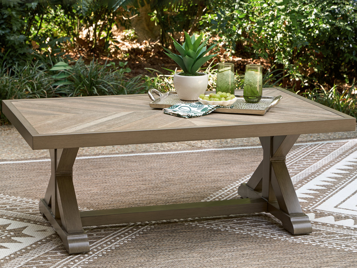 Furniture City - MS - Ashley Furniture - Laguna Heights Outdoor - Rectangular Cocktail Table / Beige - PCP790-701