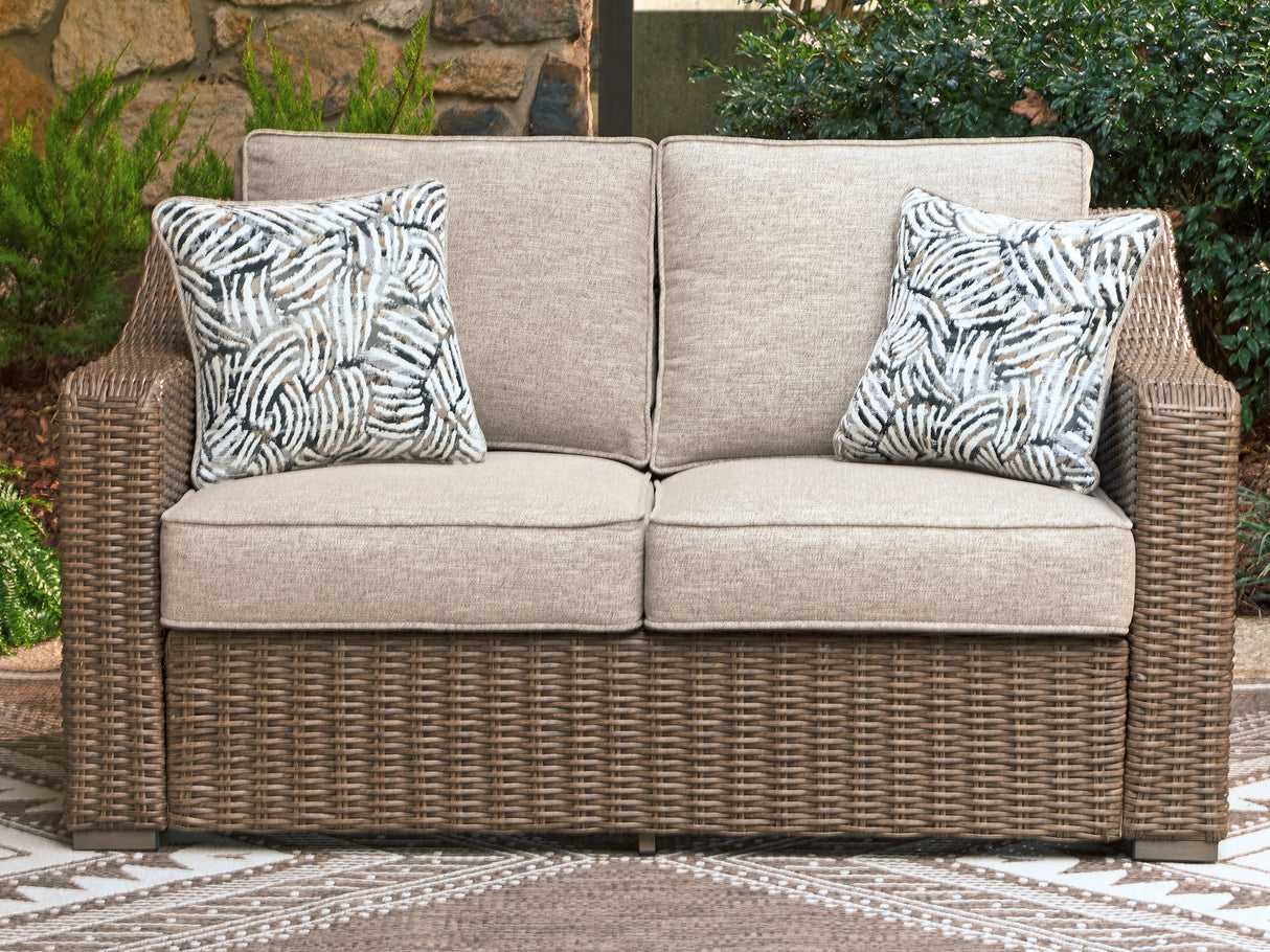 Furniture City - MS - Ashley Furniture - Laguna Heights Outdoor - Loveseat w/Cushion / Beige - PCP790-835