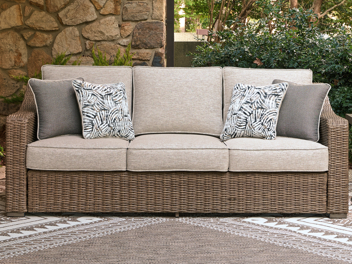 Furniture City - MS - Ashley Furniture - Laguna Heights Outdoor - Sofa with Cushion / Beige - PCP790-838