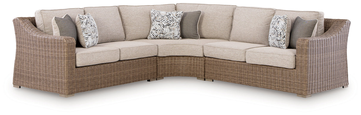Furniture City - MS - Ashley Furniture - Laguna Heights Outdoor - 3-Piece Outdoor Sectional / Beige - PCP790P1