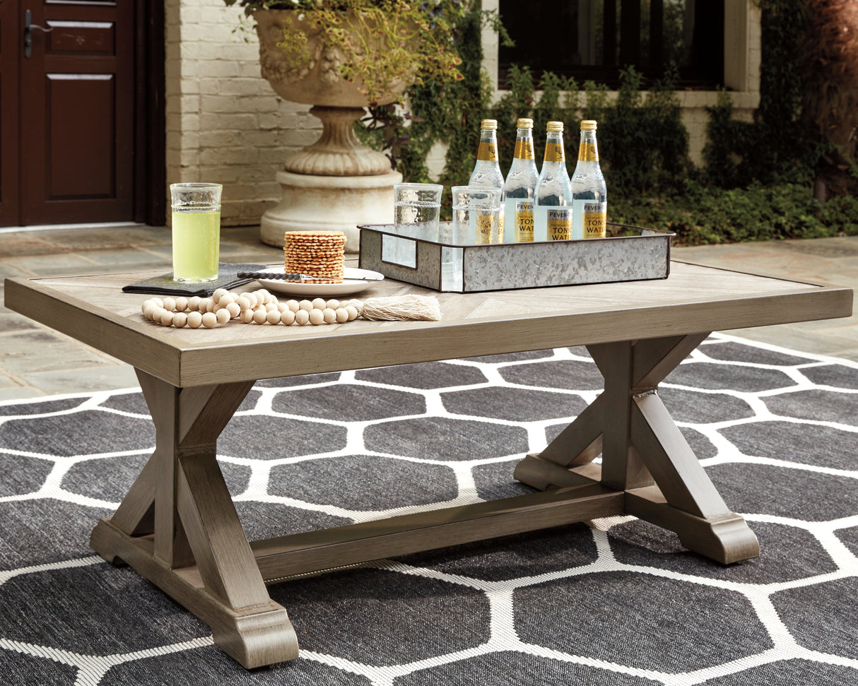 Furniture City - MS - Ashley Furniture - Beachcroft Outdoor - Rectangular Cocktail Table / Beige - P791-701