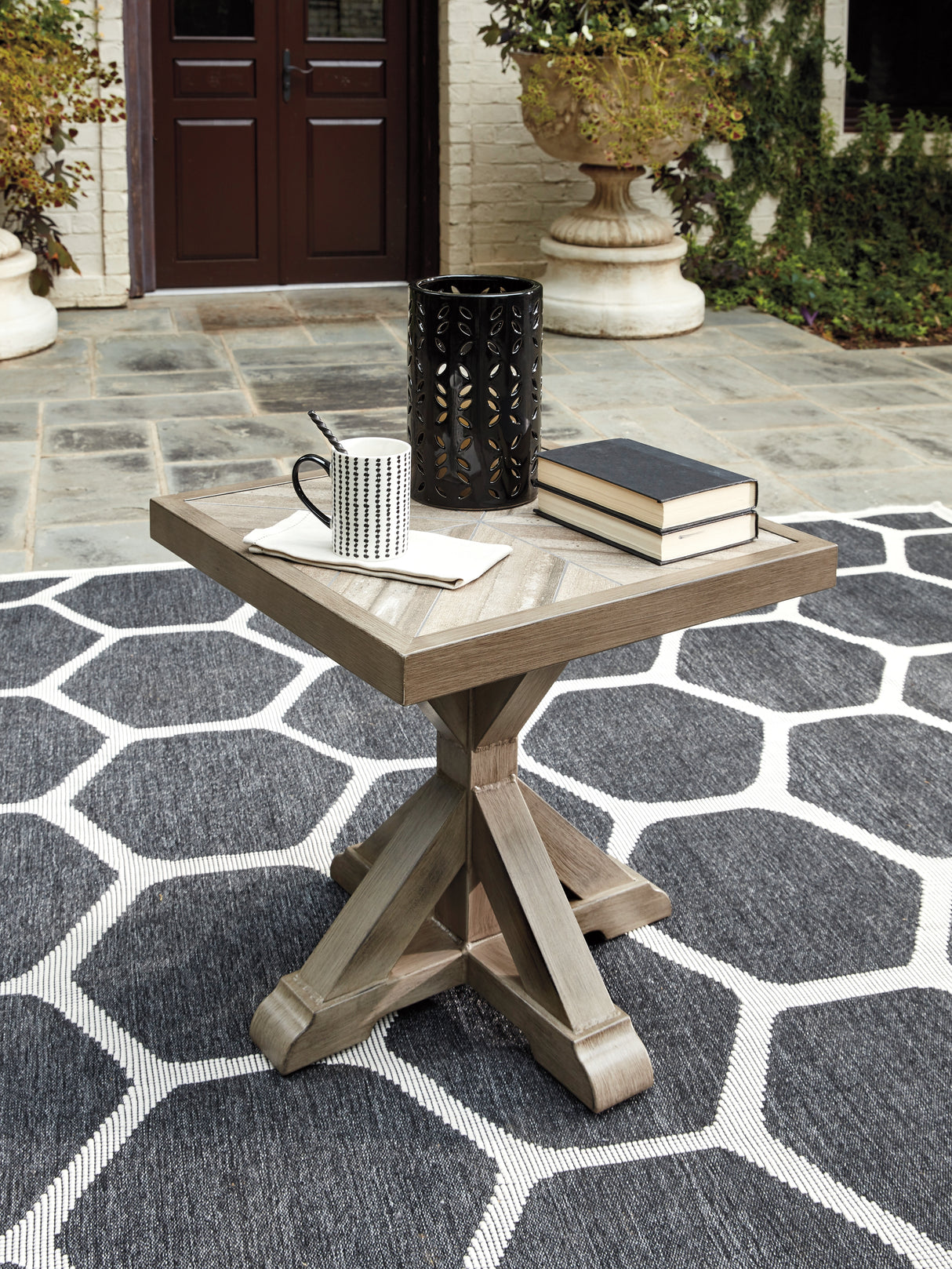 Furniture City - MS - Ashley Furniture - Beachcroft Outdoor - Square End Table / Beige - P791-702