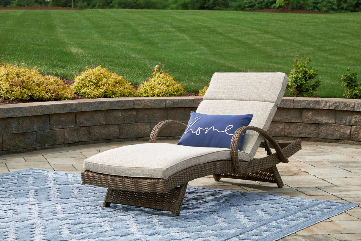 Furniture City - MS - Ashley Furniture - Beachcroft Outdoor - Chaise Lounge with Cushion / Beige - P791-815