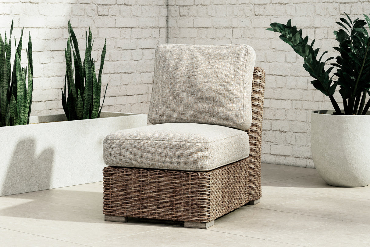 Furniture City - MS - Ashley Furniture - Beachcroft Outdoor - Armless Chair w/Cushion / Beige - P791-846
