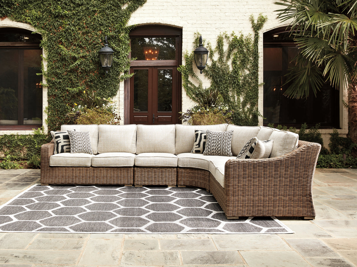 Furniture City - MS - Ashley Furniture - Beachcroft Outdoor - 4-Piece Outdoor Seating Set / Beige - P791P7