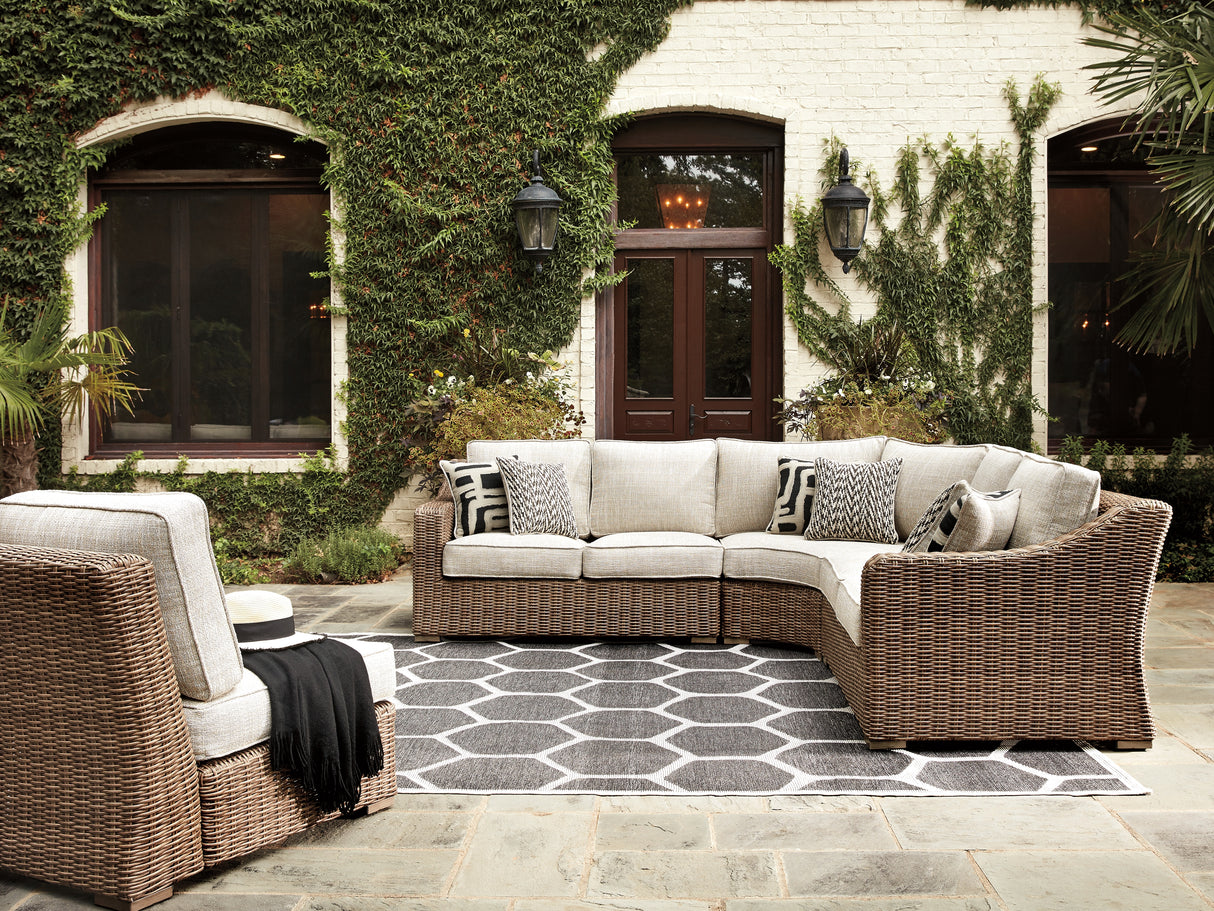 Furniture City - MS - Ashley Furniture - Beachcroft Outdoor - 5-Piece Outdoor Seating Set / Beige - P791P8