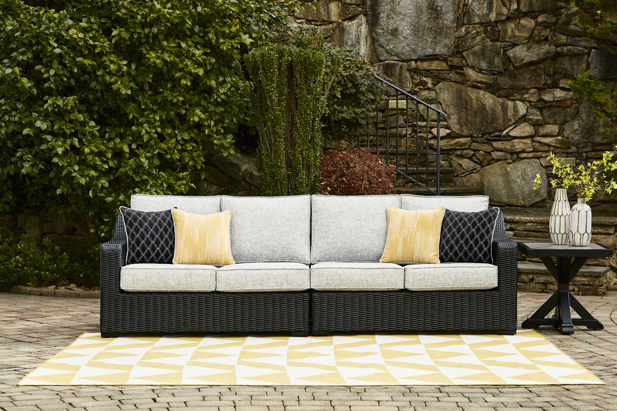 Furniture City - MS - Ashley Furniture - Beachcroft Outdoor - RAF/LAF Loveseat w/CUSH (Set of 2) / Black/Light Gray - P792-854