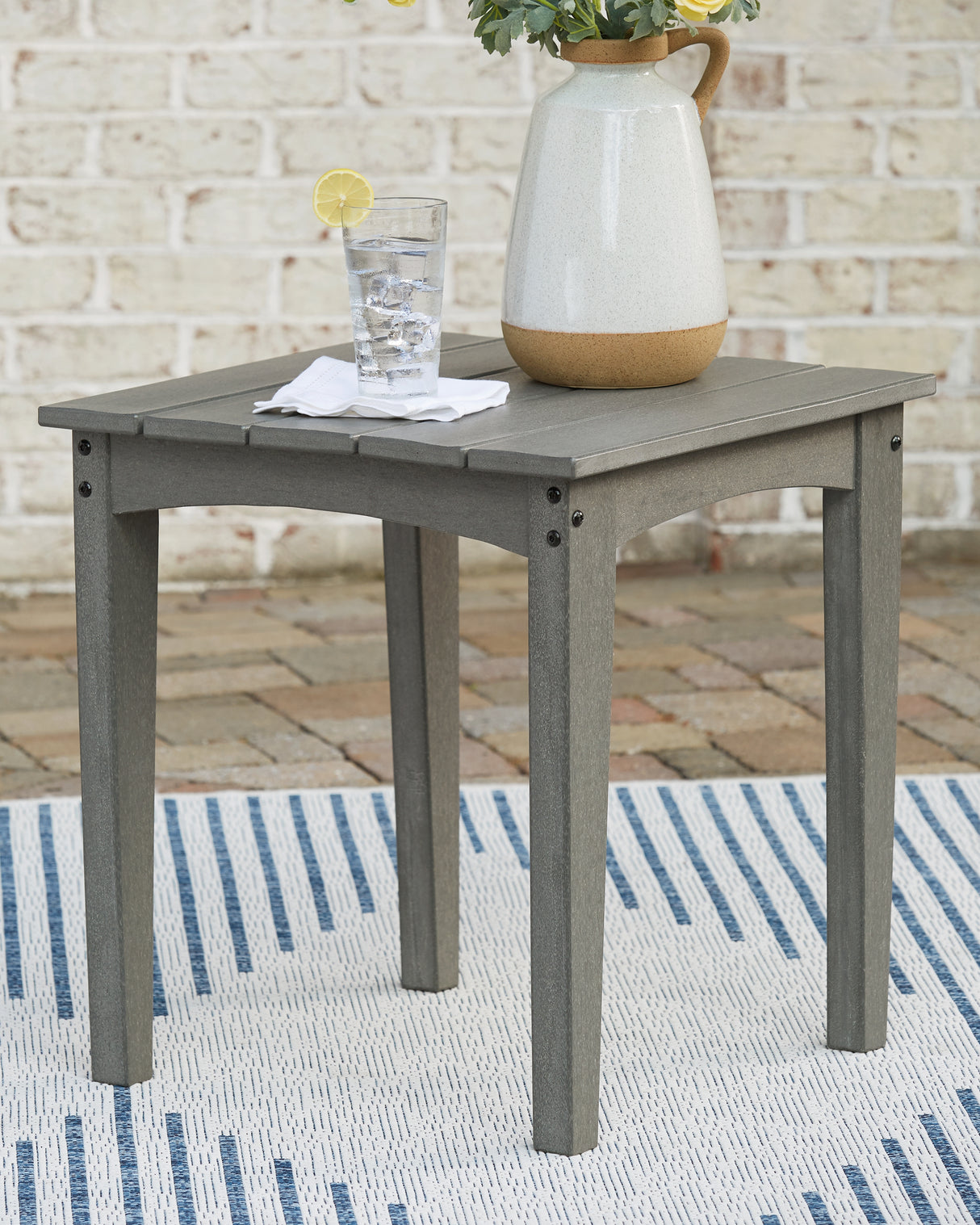 Furniture City - MS - Ashley Furniture - Visola Outdoor - Square End Table / Gray - P802-702