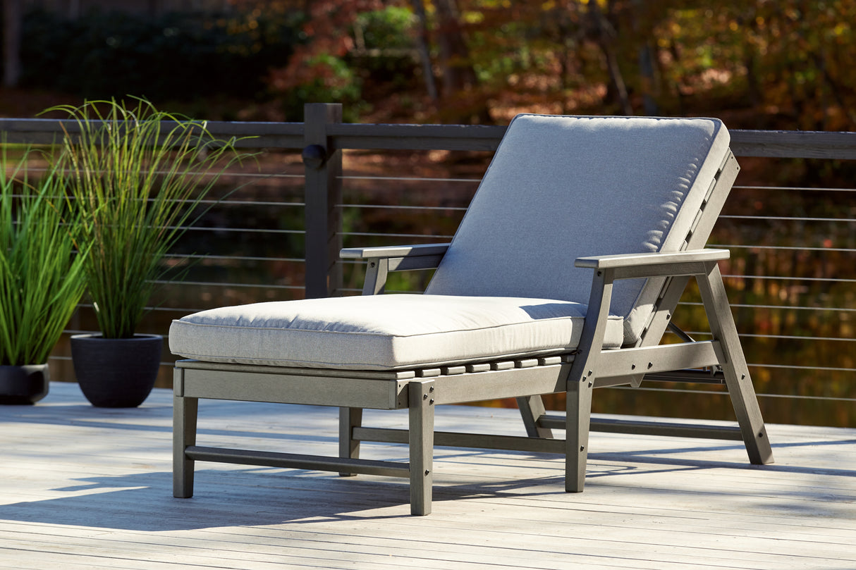 Furniture City - MS - Ashley Furniture - Visola Outdoor - Chaise Lounge with Cushion / Gray - P802-815