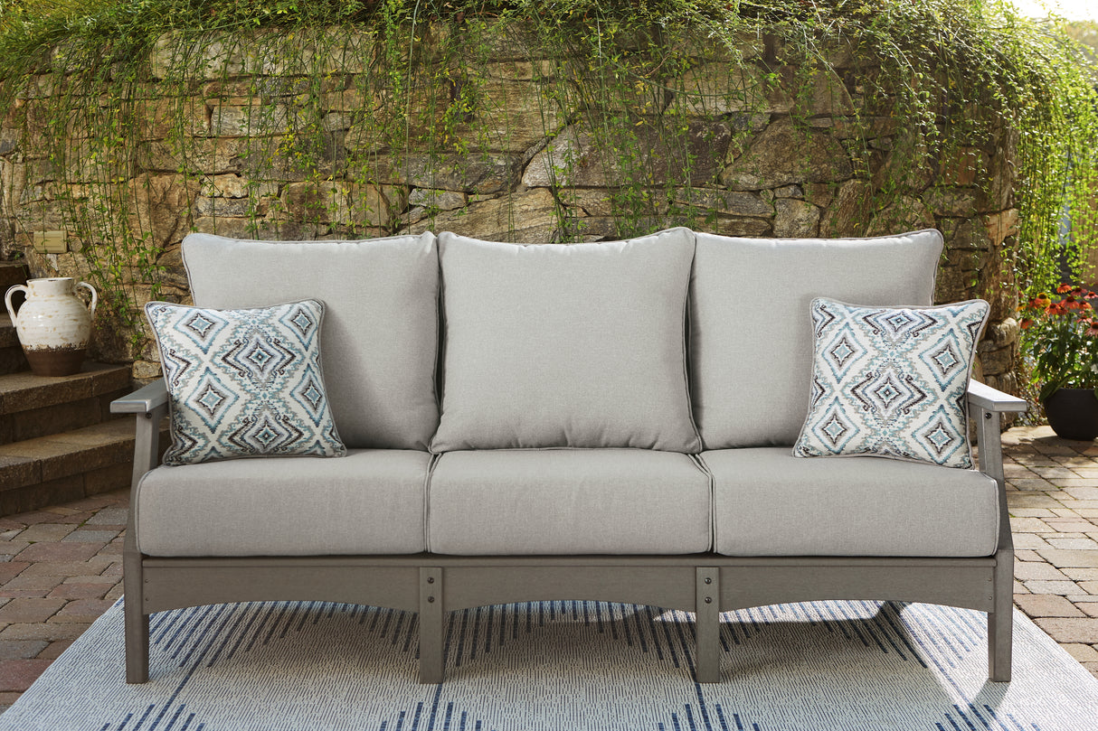 Furniture City - MS - Ashley Furniture - Visola Outdoor - Sofa with Cushion / Gray - P802-838