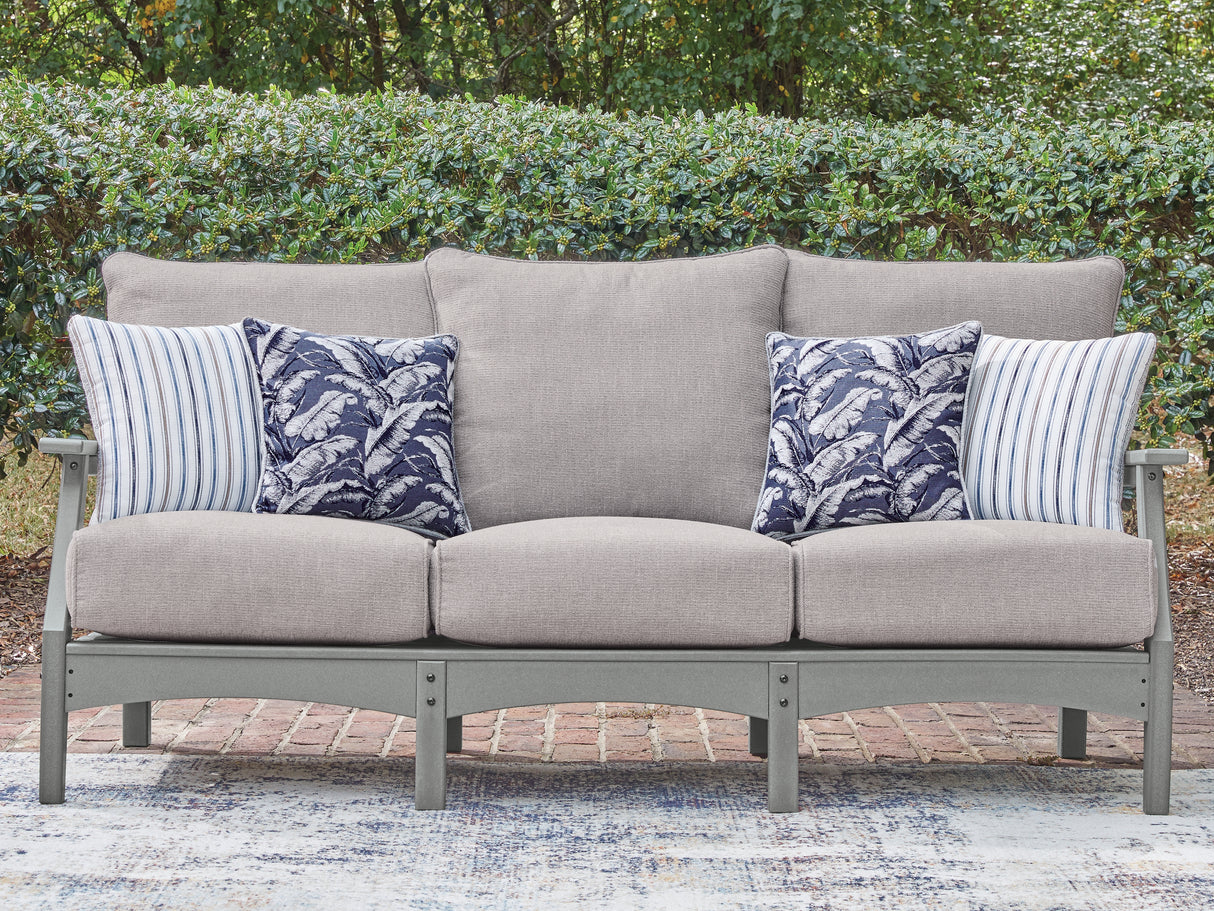 Furniture City - MS - Ashley Furniture - Cove Beach Outdoor - Sofa with Cushion / Gray - PCP803-838