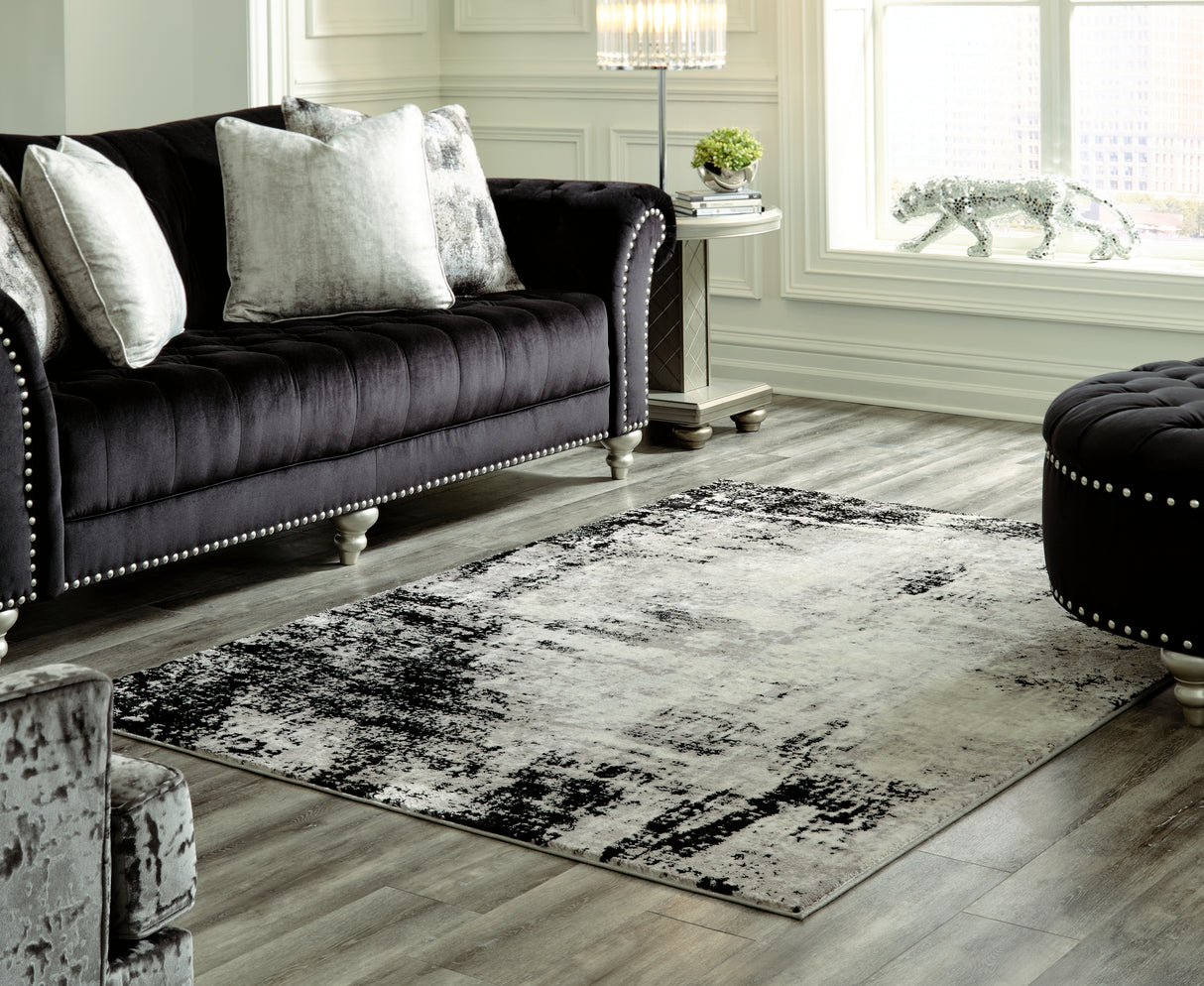 Furniture City - MS - Ashley Furniture - Zekeman Rug - 7'10" x 10' Rug / Black/Cream/Gray - R404921