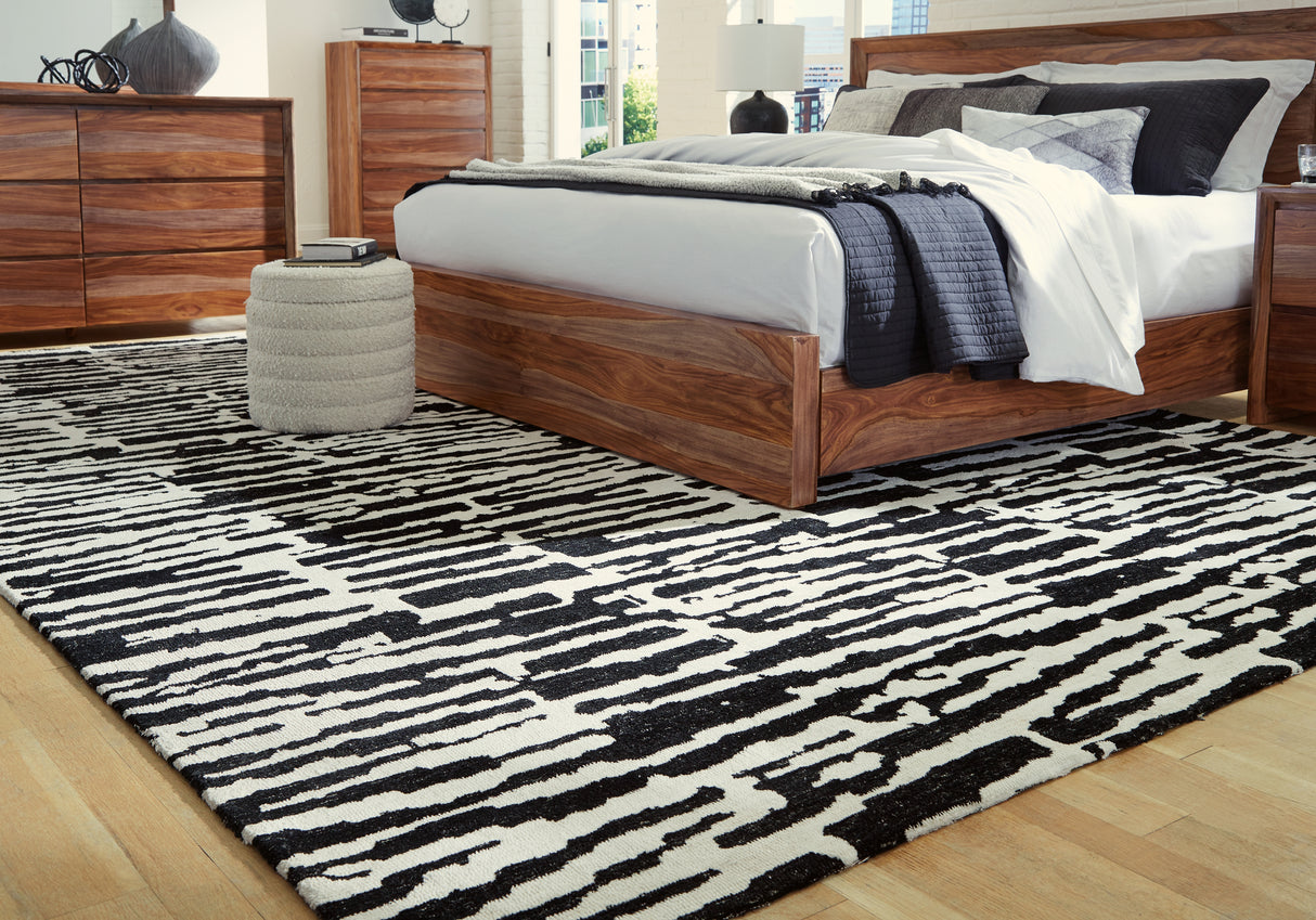 Furniture City - MS - Ashley Furniture - Bramshaw Rug - 5' x 7' Rug / Black/Ivory - R406762